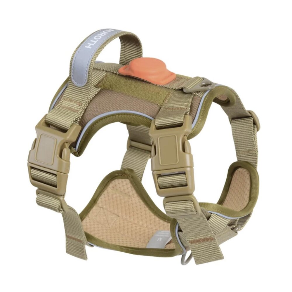 NEW size SMALL dog NO PULL Auroth Airtag HARNESS pet army yellow brown green